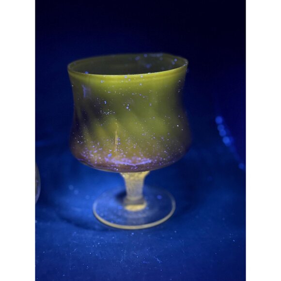 Set of 2 - Empoli Amethyst Optic Swirl Clear Twist Base Brandy Snifer/Goblet - Picture 4 of 13